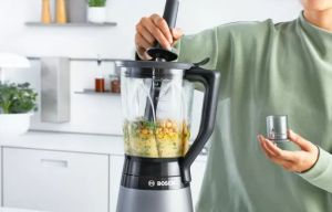 Blender Bosch MMB6172S Series 4, VitaPower Blender, 1200 W, Glass ThermoSafe jug 1.5 l, Two speed settings and pulse function, ProEdge stainless steel blades made in Solingen, Silver