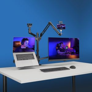 Suport monitor HAMA Streaming, 4 brate, reglabil pe inaltime, pivotant