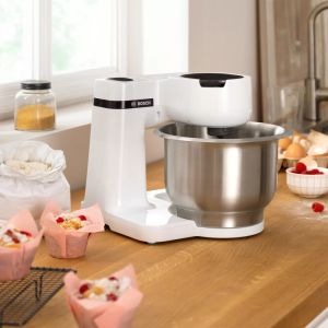 Kitchen robot Bosch MUMS2EW30 Kitchen machine, MUM Serie 2, 700 W, 4 speeds, 3.8l plastic mixing bowl, add accessories, White - white