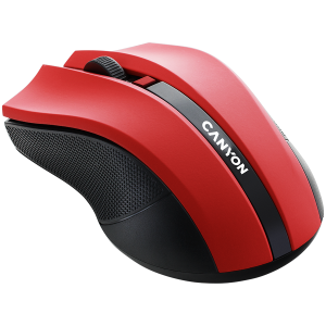 CANYON MW-5, 2.4GHz wireless Optical Mouse with 4 buttons, DPI 800/1200/1600, Red, 122*69*40mm, 0.067kg