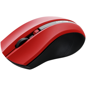 CANYON MW-5, 2.4GHz wireless Optical Mouse with 4 buttons, DPI 800/1200/1600, Red, 122*69*40mm, 0.067kg