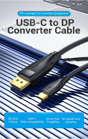 Vention Cable Type-C to DisplayPort - 1.5m 8K Black - CGYBG