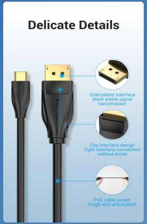 Vention Cable Type-C to DisplayPort - 1.5m 8K Black - CGYBG