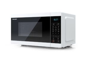 Microwave oven Sharp YC-MG02E-W, Fully Digital, Built-in microwave grill, Grill Power: 1000W, Cavity Material -steel, 20l, 800 W, LED Display Blue, Timer & Clock function, Child lock, White door, Defrost, Cabinet Color: White