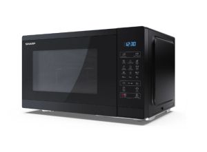 Microwave oven Sharp YC-MG252AE-B, Fully Digital, Built-in microwave grill, Grill Power: 1000W, steel/painted gray, 25l, 900 W, Housing Material Microwave-Steel, LED Display Blue, Timer & Clock function, Child lock , Defrost, Cabinet Colour: Black