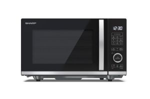 Microwave oven Sharp YC-QG204AE-B, Semi Digital, Flatbed, Built-in microwave grill, Grill Power: 1000W, Plastic and Glass/Painted, 20l, 800 W, Housing Material MicrowaveSteel, LED Display White, Timer & Clock function, Child lock, Defrost, Cabinet Co