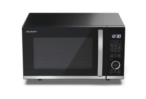 Microwave oven Sharp YC-QG204AE-B, Semi Digital, Flatbed, Built-in microwave grill, Grill Power: 1000W, Plastic and Glass/Painted, 20l, 800 W, Housing Material MicrowaveSteel, LED Display White, Timer & Clock function, Child lock, Defrost, Cabinet Co