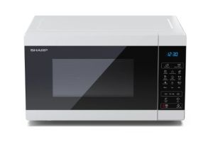 Microwave oven Sharp YC-MG81E-W, Fully Digital, Built-in microwave grill, Grill Power: 1100W, Plastic and Glass/Painted, 28l, 900 W, Housing Material Microwave-Steel, LED Display Blue, Timer & Clock function, Child lock, Defrost, Cabinet Color: White