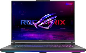 Laptop Asus ROG Strix G18 G814JIR-N6002, Intel i9 14900HX 2.2 GHz (36MB Cache, up to 5.8 GHz, 24 cores, 32 Threads), QHD+ 16:10 (2560 x 1600, WQXGA) 240Hz, 32GB DDR5, 1TB PCIe4. RTX 4070 8GB DDR6, WiFi 6, RGB Per-Key Kbd, No OS, Eclipse Gray