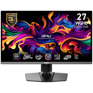 MSI MPG 271QRX QD-OLED Gaming Monitor, 27" 360Hz, WQHD (2560x1440) 16:9, QD-OLED Anti-Reflection, 0.03ms, 250nits, 1500000:1, 178°/178°, AMD FreeSync Premium Pro, Adjustable Stand , 1x DP, 2x HDMI, 1xType-C, 3x USB, 1xHeadphone out, 3Y Warranty