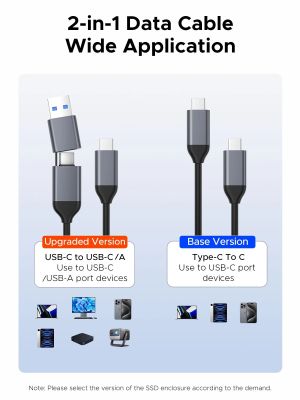 Orico Storage - Case - M.2 NVMe/SATA M/B key - USB3.1 Type-C/A, Silicone Protective Case, 10Gbps - AXM2S-G2-V1-GY-BP