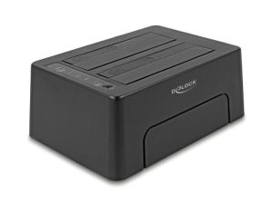 Stație de andocare externă Delock, Pentru 2 x SATA HDD / SSD, USB-C