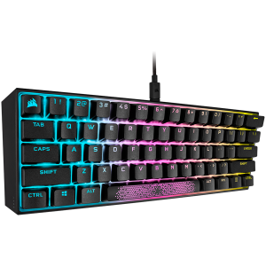 Corsair K65 RGB MINI 60% Mechanical Gaming Keyboard, Backlit RGB LED, CHERRY MX SPEED, Black, Black PBT Keycaps, EAN:0840006635772