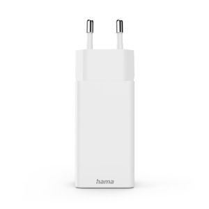 Hama Fast Charger, GaN, 2x USB-C, 1x USB-A, Mini Charger, PD, 65 W, white