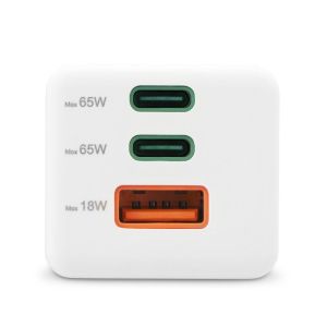 Hama Fast Charger, GaN, 2x USB-C, 1x USB-A, Mini Charger, PD, 65 W, white