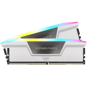 Corsair DDR5, 6000MT/s 32GB 2x16GB DIMM, Unbuffered, 36-36-36-76, Std PMIC, XMP 3.0, VENGEANCE RGB DDR5 White Heatspreader, Black PCB, 1.35V