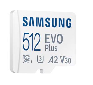 SAMSUNG EVO PLUS microSD 512GB 2024 incl. SD Adapter memory card UHS-I U3 Full HD and 4K UHD 160 MB/s read