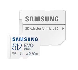 SAMSUNG EVO PLUS microSD 512GB 2024 incl. SD Adapter memory card UHS-I U3 Full HD and 4K UHD 160 MB/s read