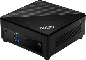 Настолен компютър MSI CUBI 5 12M-005EU, i3-1215U (6C/8T, up to 4.40 GHz, 10 MB), 8GB DDR4 (3200MHz up to 64GB), 256GB SSD M.2 NVMe PCIe Gen4 x4, WiFi 6, BT, 2x RJ45, 4x USB 3.2 Gen 2 Type A, Thunderbolt 4, Black, 0.66 Liter, 0.55 kg, 2YR, VESA 100 and 75,