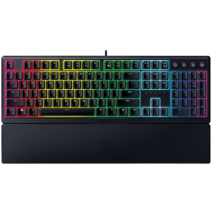 Razer Ornata V3, Mecha-membrane switches, 10 Razer Chroma™ RGB Lighting Zones, 1000 Hz Ultrapolling, Backlit keys, UV coated ABS Keycaps, Soft-touch wrist rest