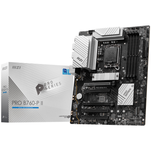 MSI PRO B760-P II, ATX, Intel B760, LGA 1700, Dual Channel DDR4 up to 7000MHz, 4xDDR5, 5x PCIe x16 slots, 2x M.2 slots, 1x HDMI, 4x USB 2.0, 4x USB 5Gbps, 7.1 HD Audio, 2.5G LAN, 4x EZ Debug LED, 3Y