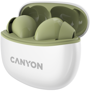 CANYON TWS-5, Căști Bluetooth, cu microfon, BT V5.3 JL 6983D4, Răspuns în frecvență: 20Hz-20kHz, baterie EarBud 40mAh*2+Carcasă de încărcare 500mAh, lungime cablu tip C 0.24m, Dimensiune: 58.5*52.91*25.91* mm, 0,036 kg, verde