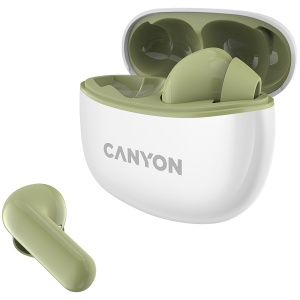 CANYON TWS-5, Căști Bluetooth, cu microfon, BT V5.3 JL 6983D4, Răspuns în frecvență: 20Hz-20kHz, baterie EarBud 40mAh*2+Carcasă de încărcare 500mAh, lungime cablu tip C 0.24m, Dimensiune: 58.5*52.91*25.91* mm, 0,036 kg, verde