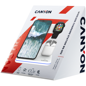 CANYON wireless charger WS-302 15W 3in1 White