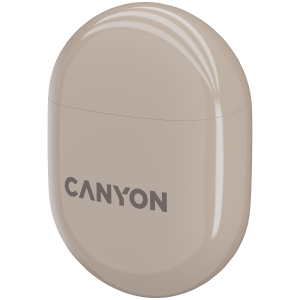 CANYON TWS-6, Bluetooth headset, with microphone, BT V5.3 JL 6976D4, Frequency Response:20Hz-20kHz, battery EarBud 30mAh*2+Charging Case 400mAh, type-C cable length 0.24m, Size: 64*48*26mm , 0.040kg, Beige