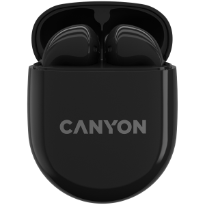 CANYON TWS-6, Bluetooth headset, with microphone, BT V5.3 JL 6976D4, Frequency Response:20Hz-20kHz, battery EarBud 30mAh*2+Charging Case 400mAh, type-C cable length 0.24m, Size: 64*48*26mm , 0.040kg, Black