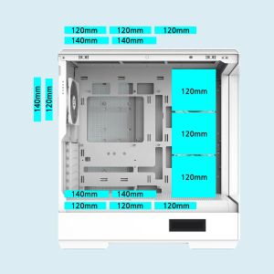 Zalman Case ATX - P50 DS White - Digital Display, Addressable RGB