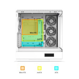 Zalman кутия Case ATX - P50 DS White - Digital Display, Addressable RGB