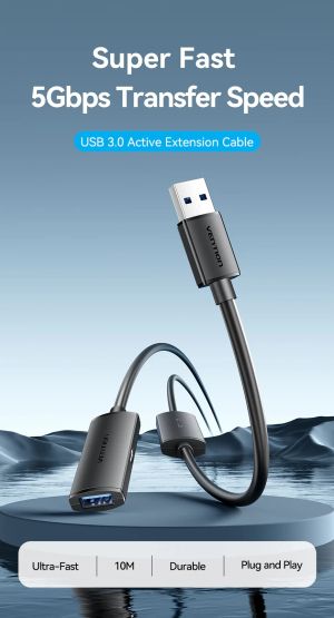 Vention Кабел удължение USB 3.0 AM / AF Active Extension Cable 5M Black - CBMBJ