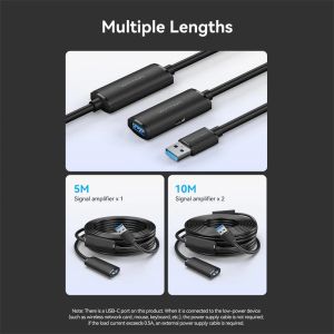 Vention Кабел удължение USB 3.0 AM / AF Active Extension Cable 5M Black - CBMBJ