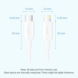 Vention кабел Cable USB 2.0 Type-C to Lighting 1m White - LAKWF