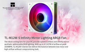 Thermalright Fan 120mm - TL-M12W-S - Infinity Mirror aRGB Lighting, White