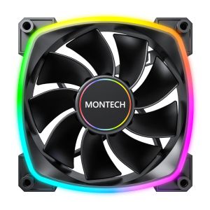 Ventilator Montech RX140 PWM, Ventilator REVERSE, 140mm, ARGB, Negru