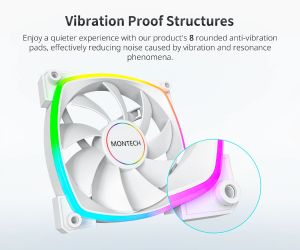 Ventilator Montech AX140 PWM, Ventilator 140mm, ARGB, Alb