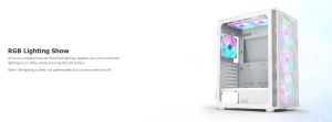 Montech кутия X3 MESH, Mid-tower Case, TG, 6 fixed RGB Fans, White