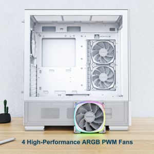 Montech кутия SKY TWO, Mid-tower Case, TG, 4x120mm ARGB Fans, White