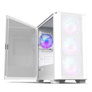 Montech AIR 100 ARGB, Micro ATX Case, TG, 4x120mm ARGB Fans, White