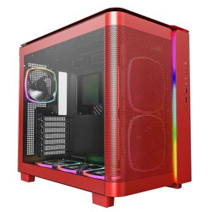 Montech кутия KING 95 Pro, Dual Chamber Mid-tower Case, 6 ARGB Fans, 2 Front Panels, Red