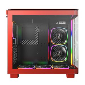 Montech кутия KING 95 Pro, Dual Chamber Mid-tower Case, 6 ARGB Fans, 2 Front Panels, Red