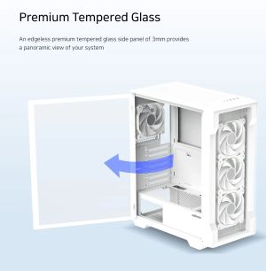 Zalman кутия Case ATX - I3 NEO TG White - aRGB, Tempered Glass