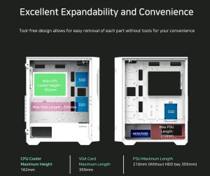 Zalman кутия Case ATX - I3 NEO TG White - aRGB, Tempered Glass