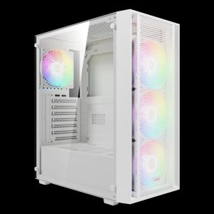 Gamdias Case ATX - AURA GC2 Elite White - Mesh, RGB, Tempered Glass