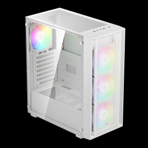 Gamdias Case ATX - AURA GC2 Elite White - Mesh, RGB, Tempered Glass