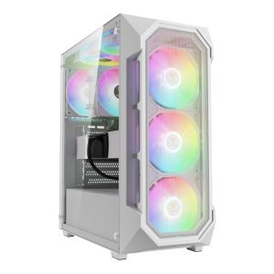 Gamdias Case ATX - AURA GC1 Elite White - Mesh, RGB, Tempered Glass
