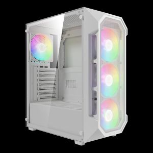 Gamdias Case ATX - AURA GC1 Elite White - Mesh, RGB, Tempered Glass