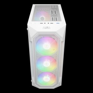 Gamdias Case ATX - AURA GC1 Elite White - Mesh, RGB, Tempered Glass